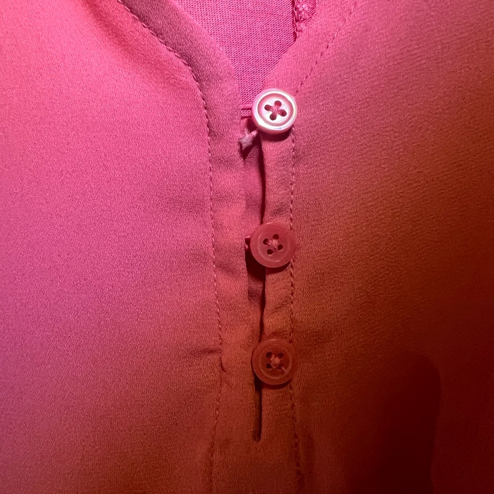 LOFT Pink Flutter Sleeve Blouse Relaxed Style - Picture 3 of 5